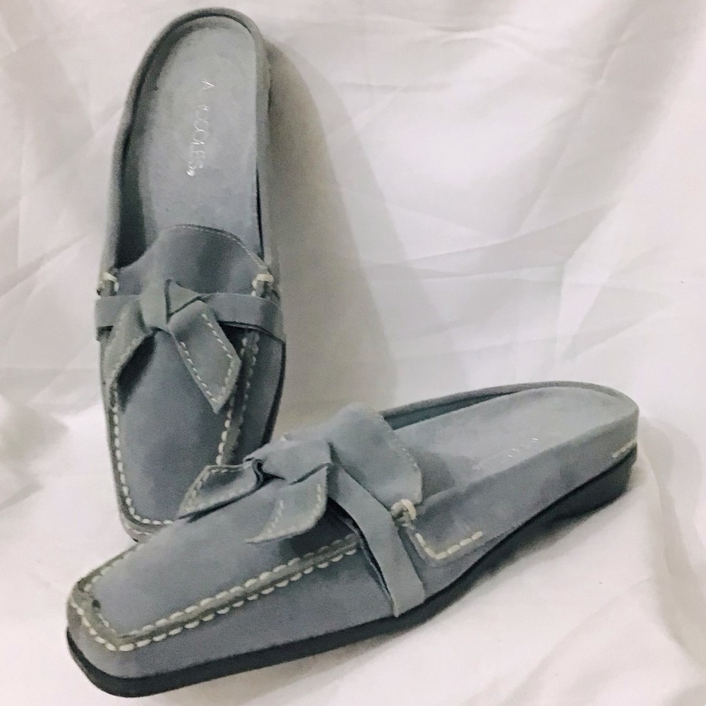 Aerosoles Gray Suede Marine Bio Slide Mule Shoes